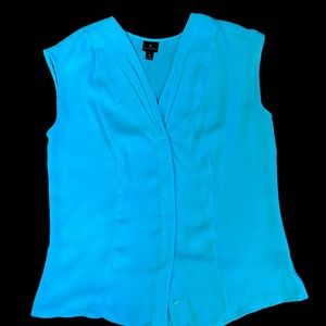 Sleeveless Worthington Blouse, Size L, Turquoise